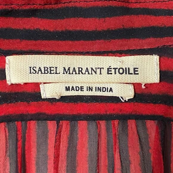 Isabel Marant Etoile Charley Midi Red Shirt Dress Striped Size 2 - Picture 10 of 12